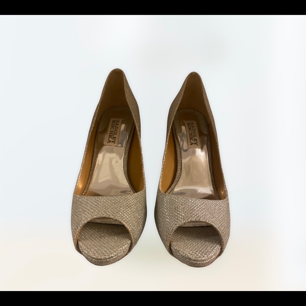 Badgley Mishka Peep Toe High Heel Wedding Shoes